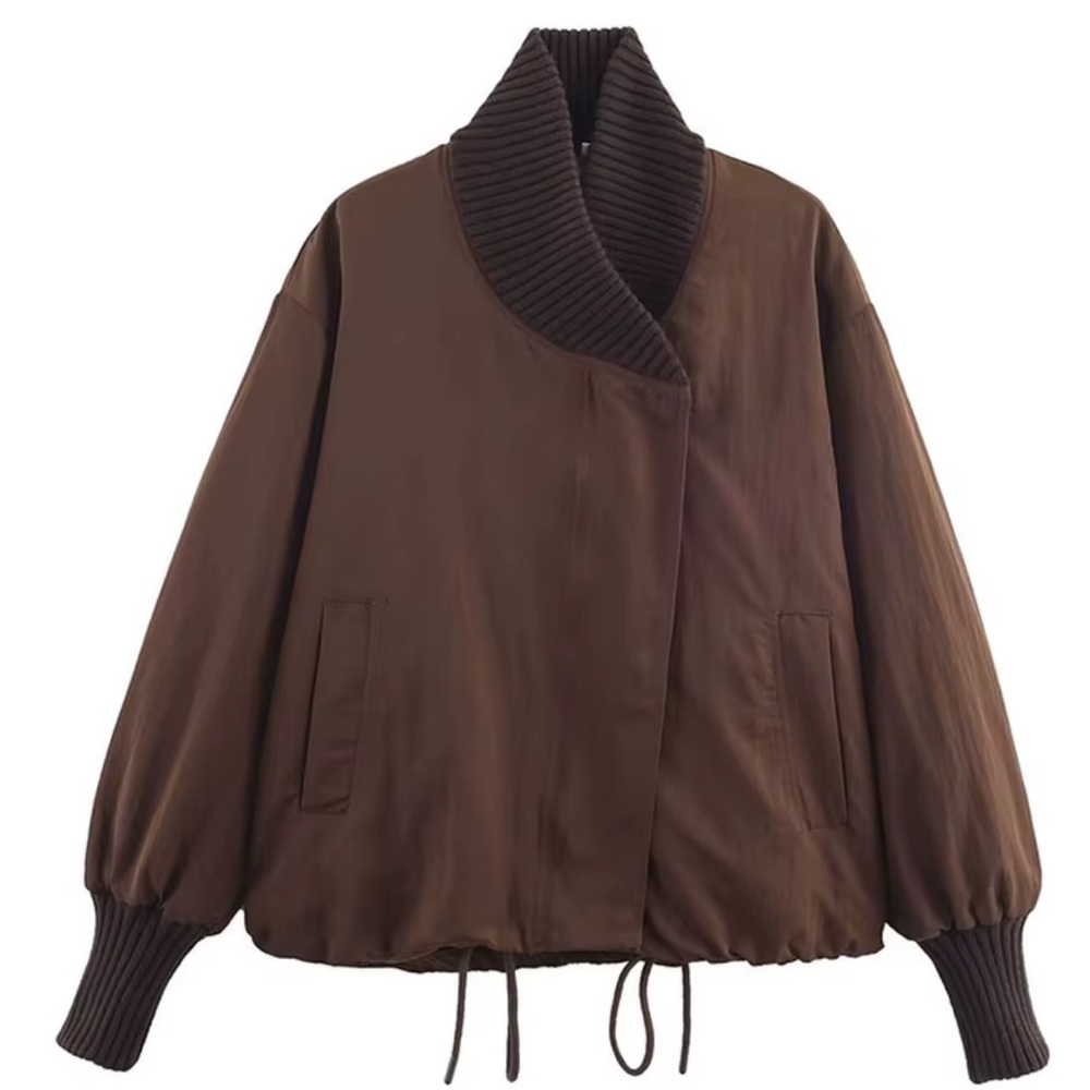 Zara Brown Bomber Jacket - Picture 3 of 8